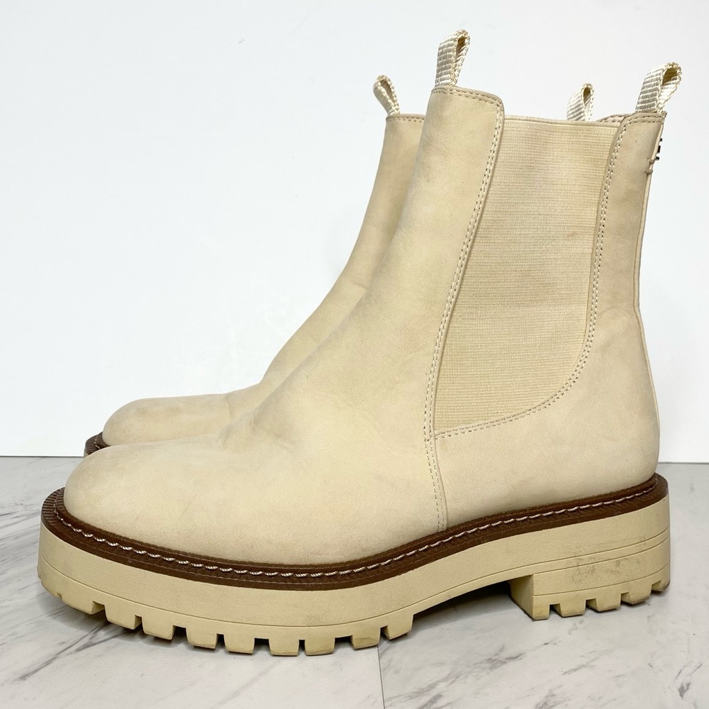 Sam Edelman Laguna Cream Nubuck Lug Sole Chelsea Boot 7 1/2 W
